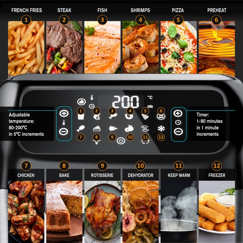 Human HU-391 Air Fryer με τζάμι 1800W 12L (HU391) Human HU-391 Air Fryer με τζάμι 1800W 12L (HU391)